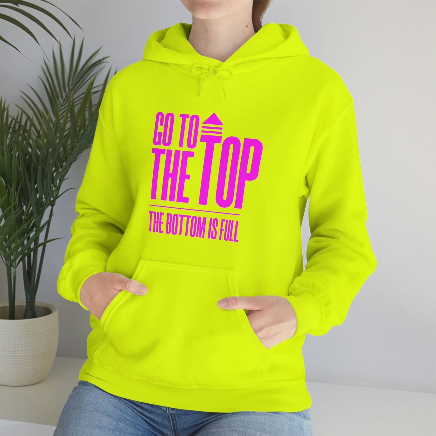 Unisex Heavy Blend™ Hooded Sweatshirt Go To The Top The Bottom Is Full (Bright Pink Logo)