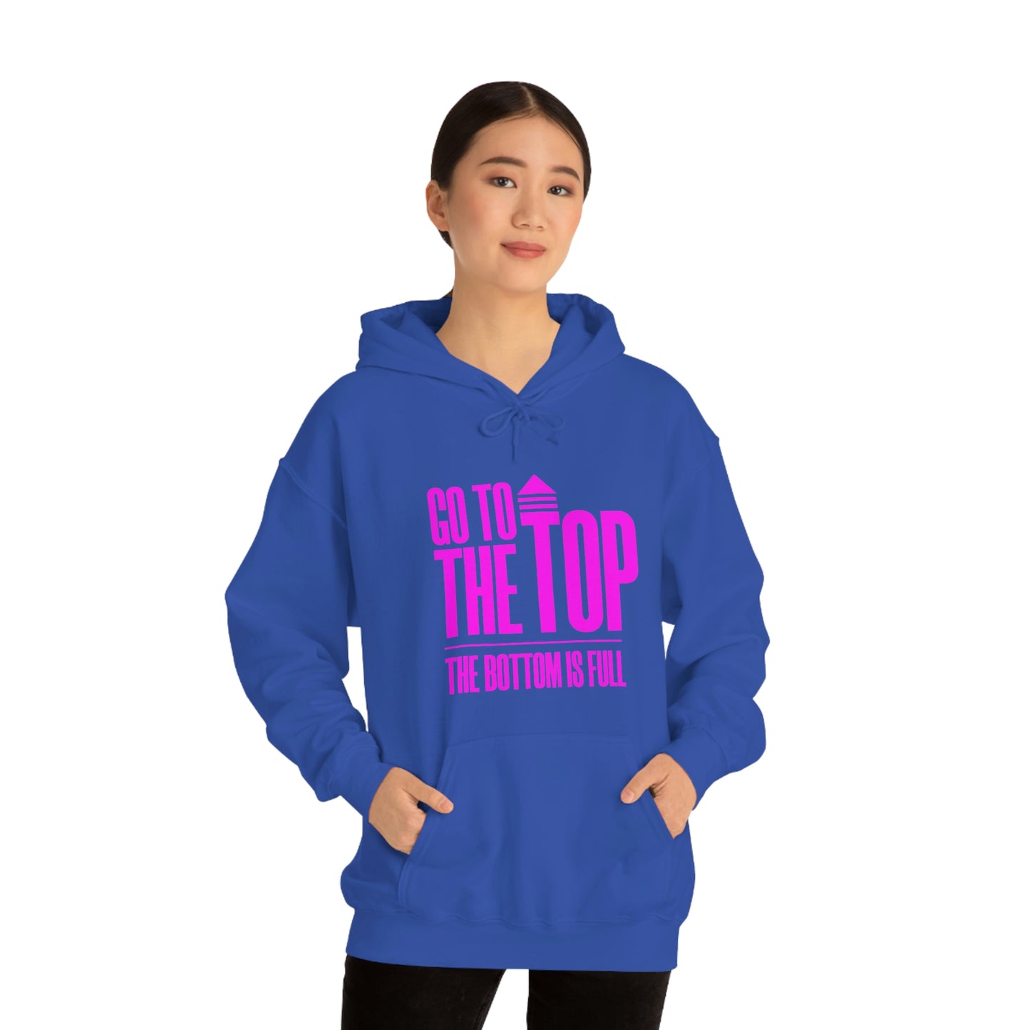 Unisex Heavy Blend™ Hooded Sweatshirt Go To The Top The Bottom Is Full (Bright Pink Logo)