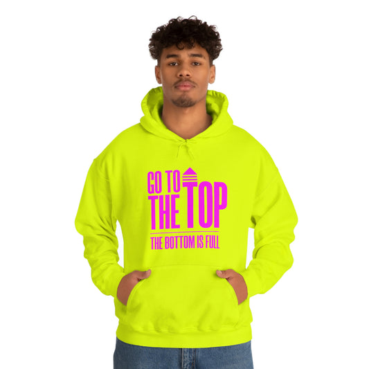 Unisex Heavy Blend™ Hooded Sweatshirt Go To The Top The Bottom Is Full (Bright Pink  Logo)